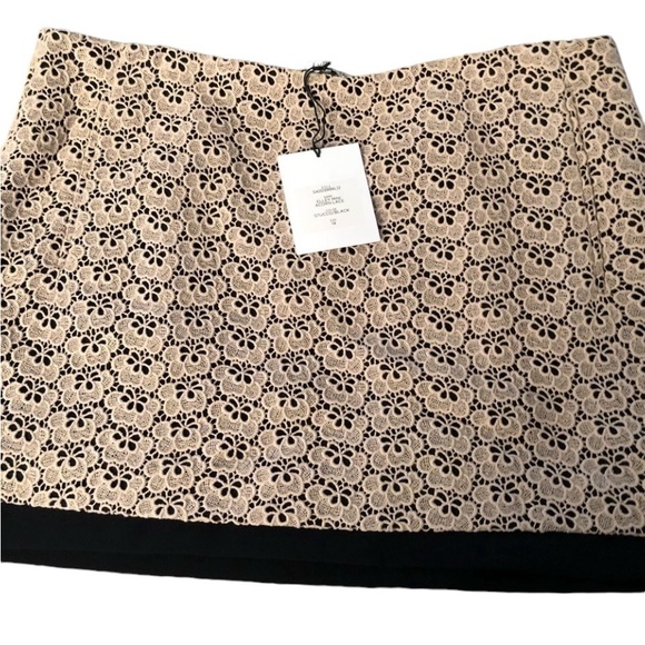 Diane Von Furstenberg Dresses & Skirts - Diane Von Furstenberg DVF size 14 tan & black lined beautiful eyelet lace